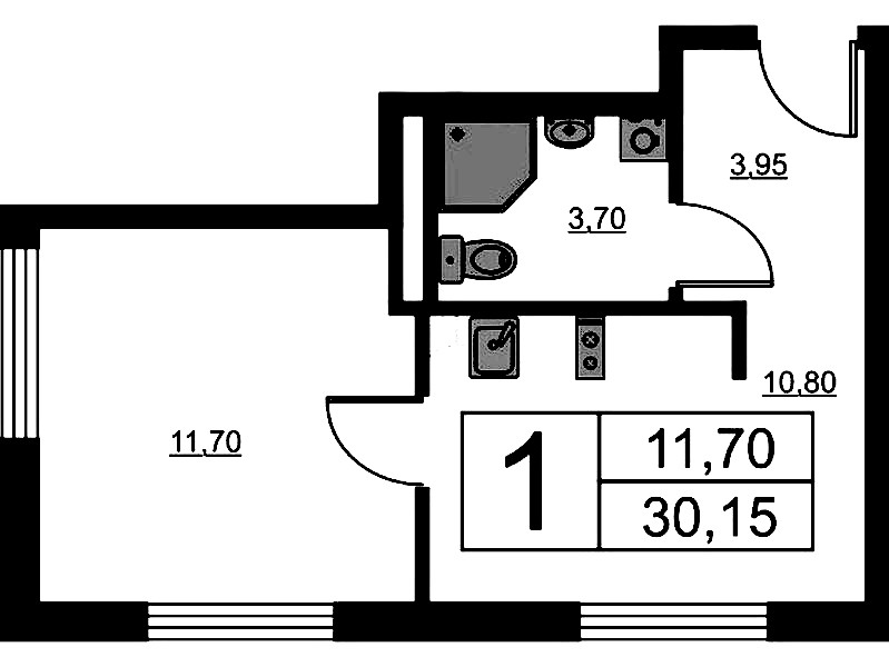 1-комнатная квартира 30.15 м², 11/16 эт., ЖК «Avenue Apart Pulkovo»